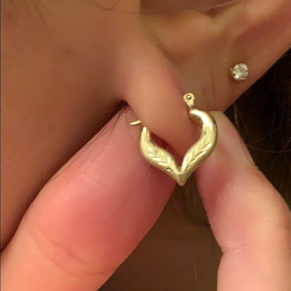 Stamped 10K Gold Heart Huggie Earrings 💛 - Picture 5 of 5